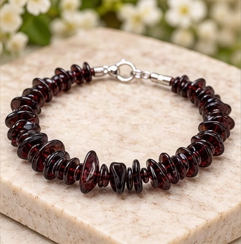 Natural Hessonite Garnet Gemstone Bracelet - Garnet2