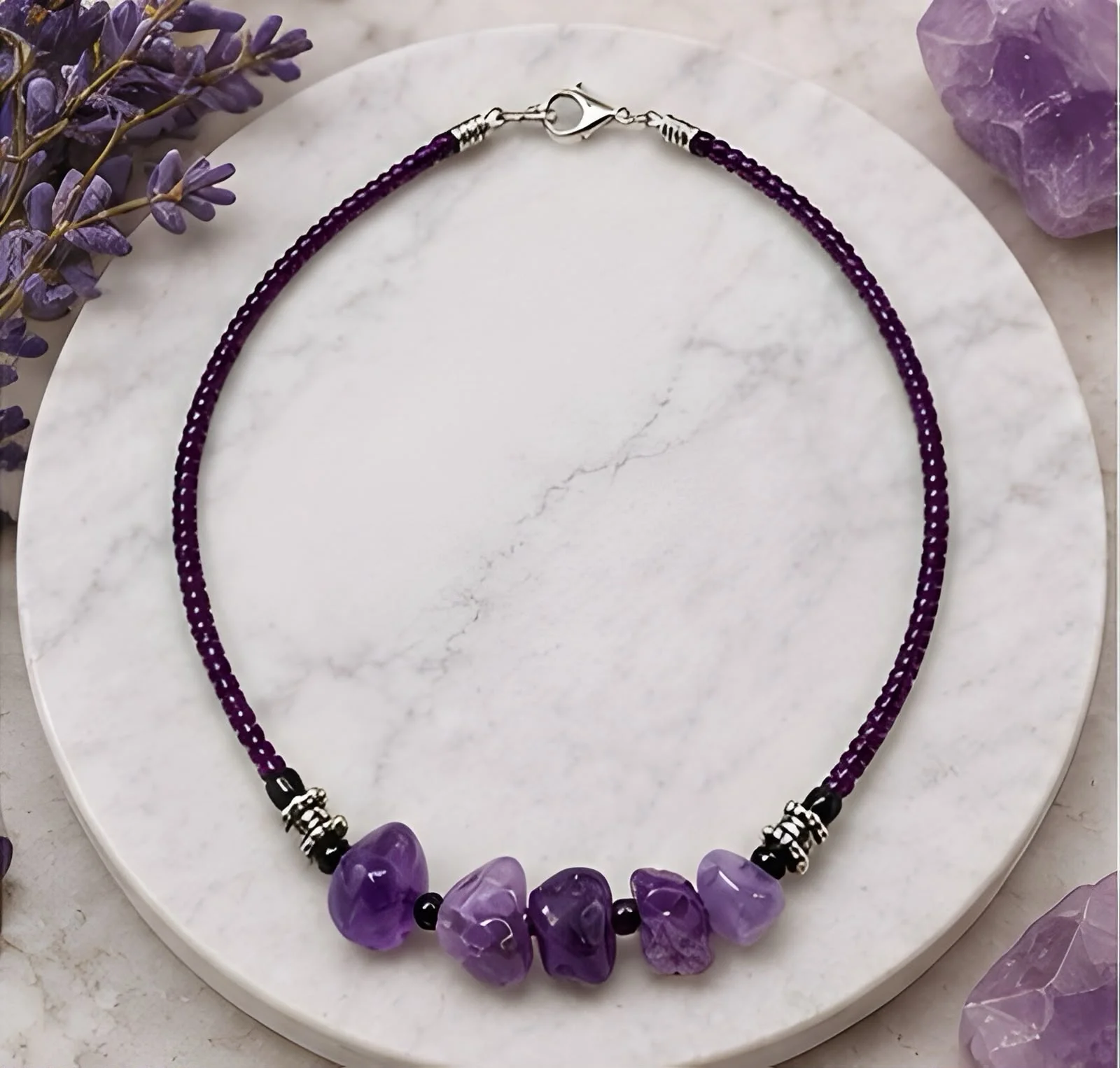 Natural Amethyst Uncut Design Simple Necklace - Amethyst1